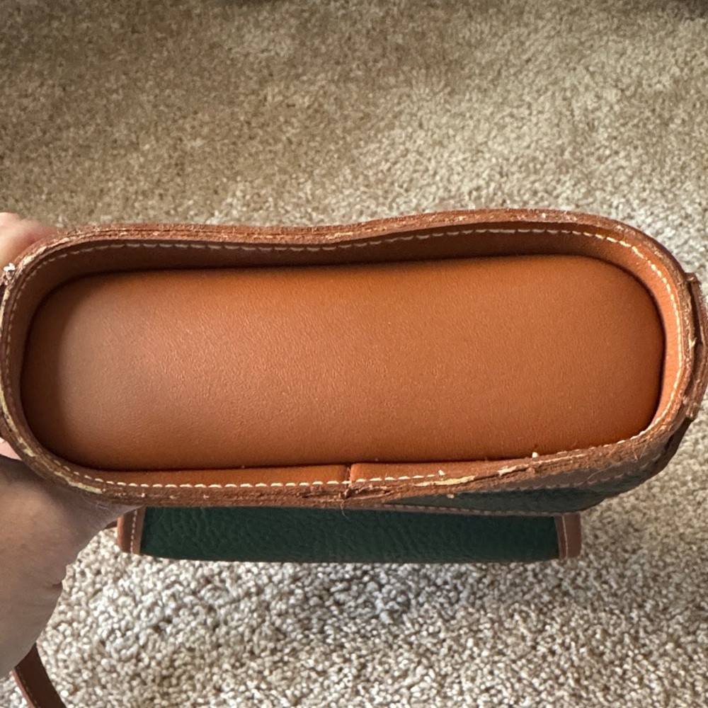 Green and Brown Leather Small Michael Stevens Leather Crossbody Bag - Picture 6 of 6